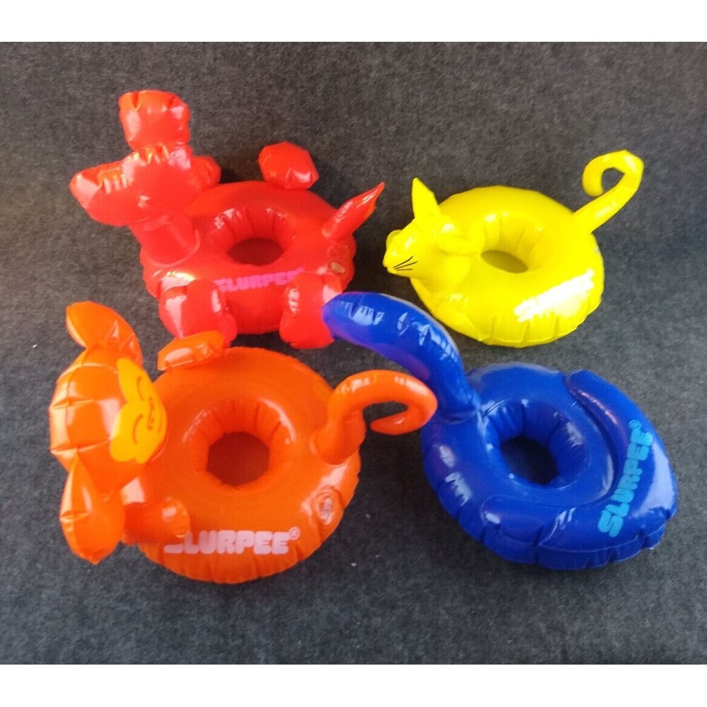 7 Eleven Slurpee Floating Inflatable Cup Can Holder Koozies Pool Float Lot of 4